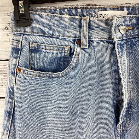 ZARA SIZE 6 28 BLUE WASH MOM JEANS HI RISE PANTS GUC - Picture 5 of 10